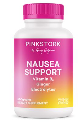 Pink Stork Vitamin B6, Ginger, Electrolyte Capsule - Natural Digestive Support with Peppermint, Potassium, Magnesium - Gentle on The Stomach - Pregnancy, Motion Sickness Must Haves - 60ct