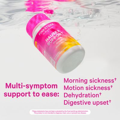 Pink Stork Vitamin B6, Ginger, Electrolyte Capsule - Natural Digestive Support with Peppermint, Potassium, Magnesium - Gentle on The Stomach - Pregnancy, Motion Sickness Must Haves - 60ct