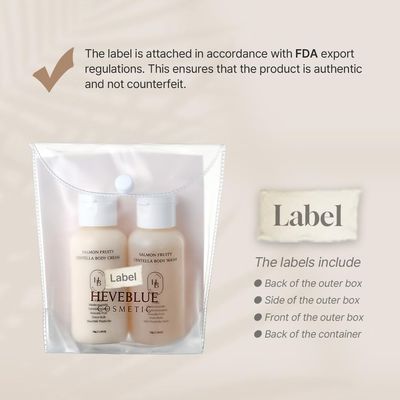 HEVEBLUE Salmon Fruity Centella Body Travel Kit - Body Cream Body Wash Set, Gift Set, Sensitive Skin, Korean Bodycare, Hypoallergenic, Allergen-free Fragrance, Salmon PDRN, K-Beauty
