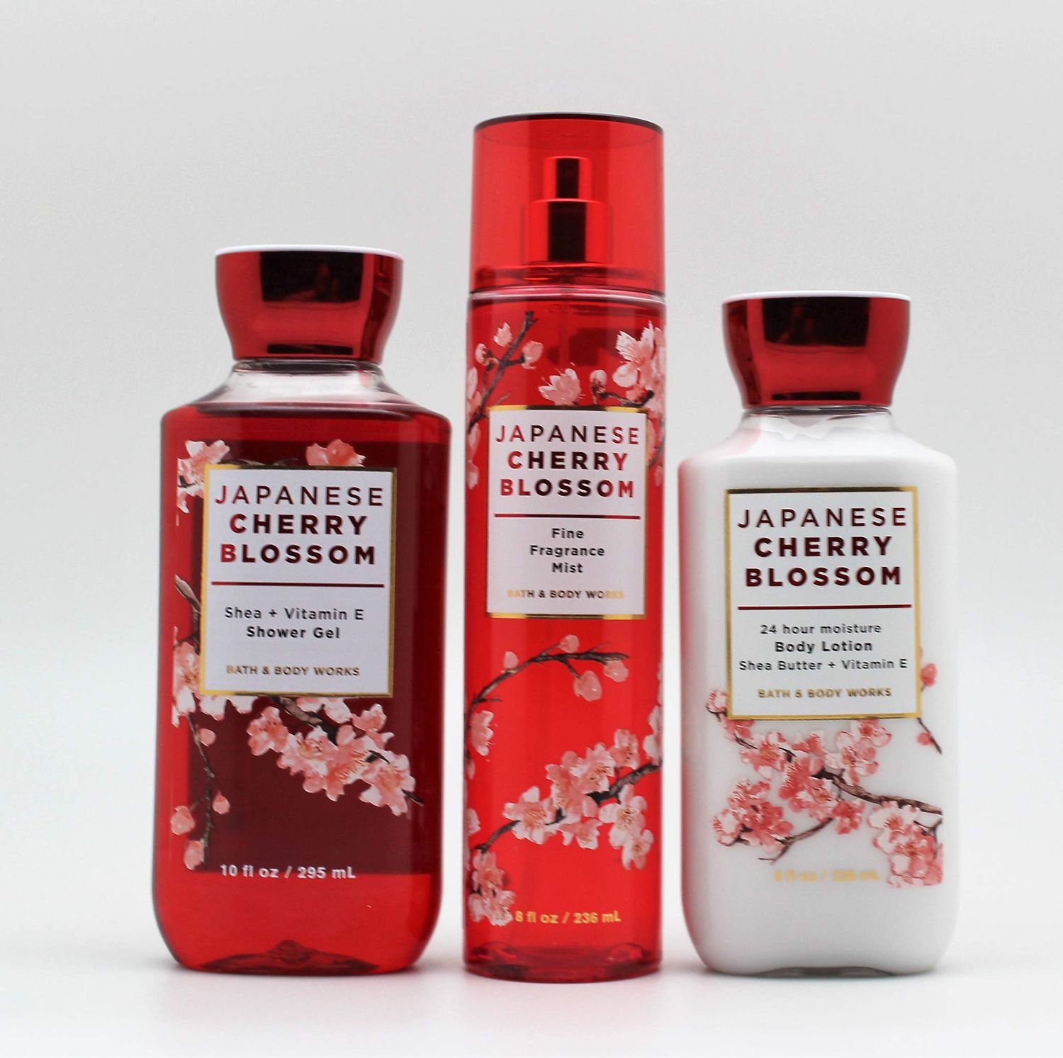 Japanese Cherry Blossom - 3 pc Bundle - Daily Trio - Shower Gel, Fine Fragrance Mist Super Smooth Body Lotion