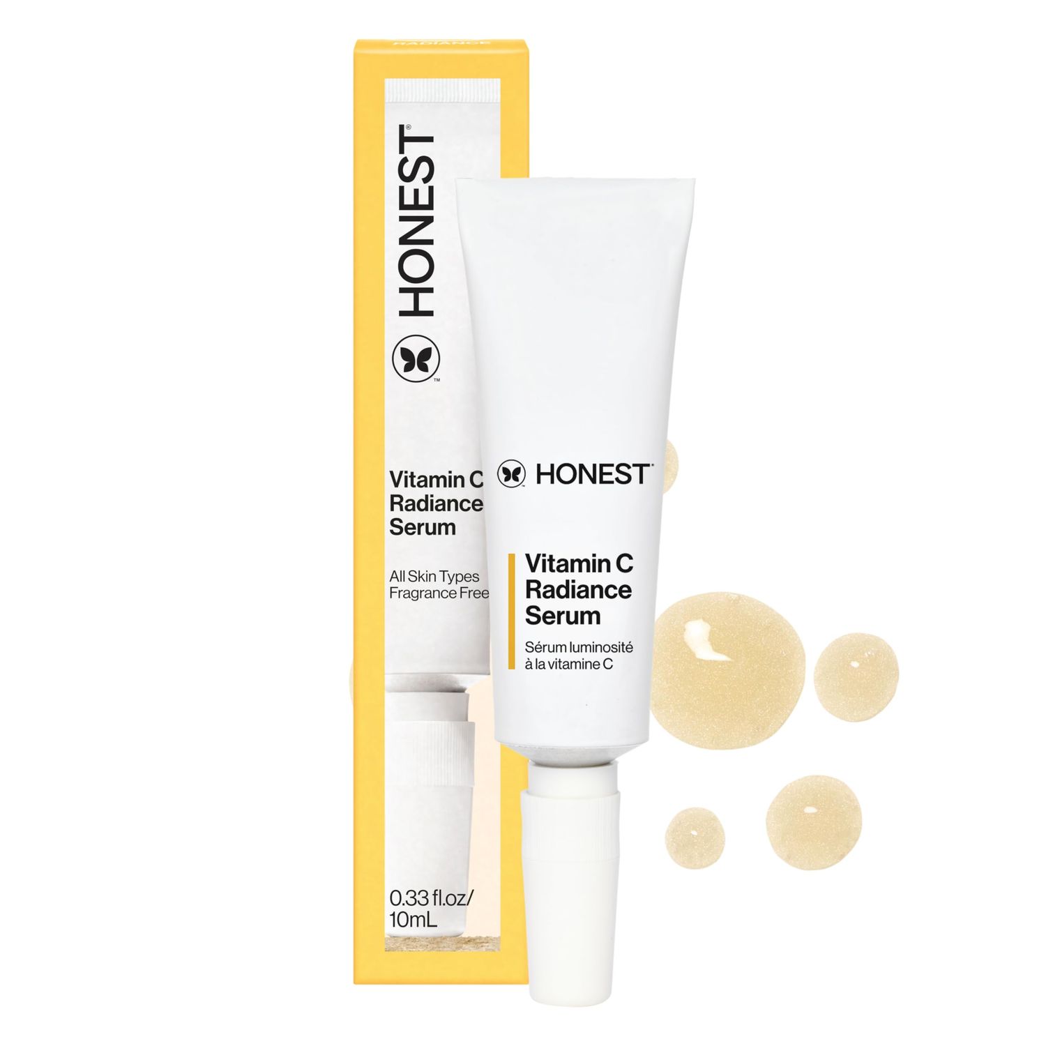 Honest Beauty Mini Vitamin C Radiance Serum Improves Brightens Skin Tone and Complexion Gentle for Sensitive Skin, Fragrance Free, Vegan Travel Size, .33 fl oz