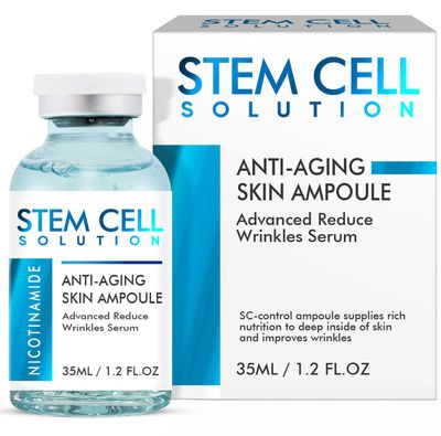 Stem Cell Serum for Face, Effective Microneedling Serum, Anti-Aging, Anti-Wrinkle Scar Removal, Old Stem Cell Serum Ampoule to Use with and Without MicroNeedling, 1.2Fl Oz