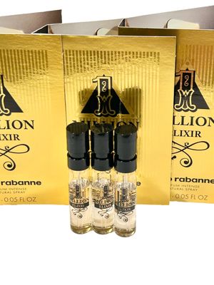 Paco Rabanne 1 MILLION ELIXIR Intense Perfume MEN spray vial perfume 1.5 ml 0.05 fl oz - Set of 3