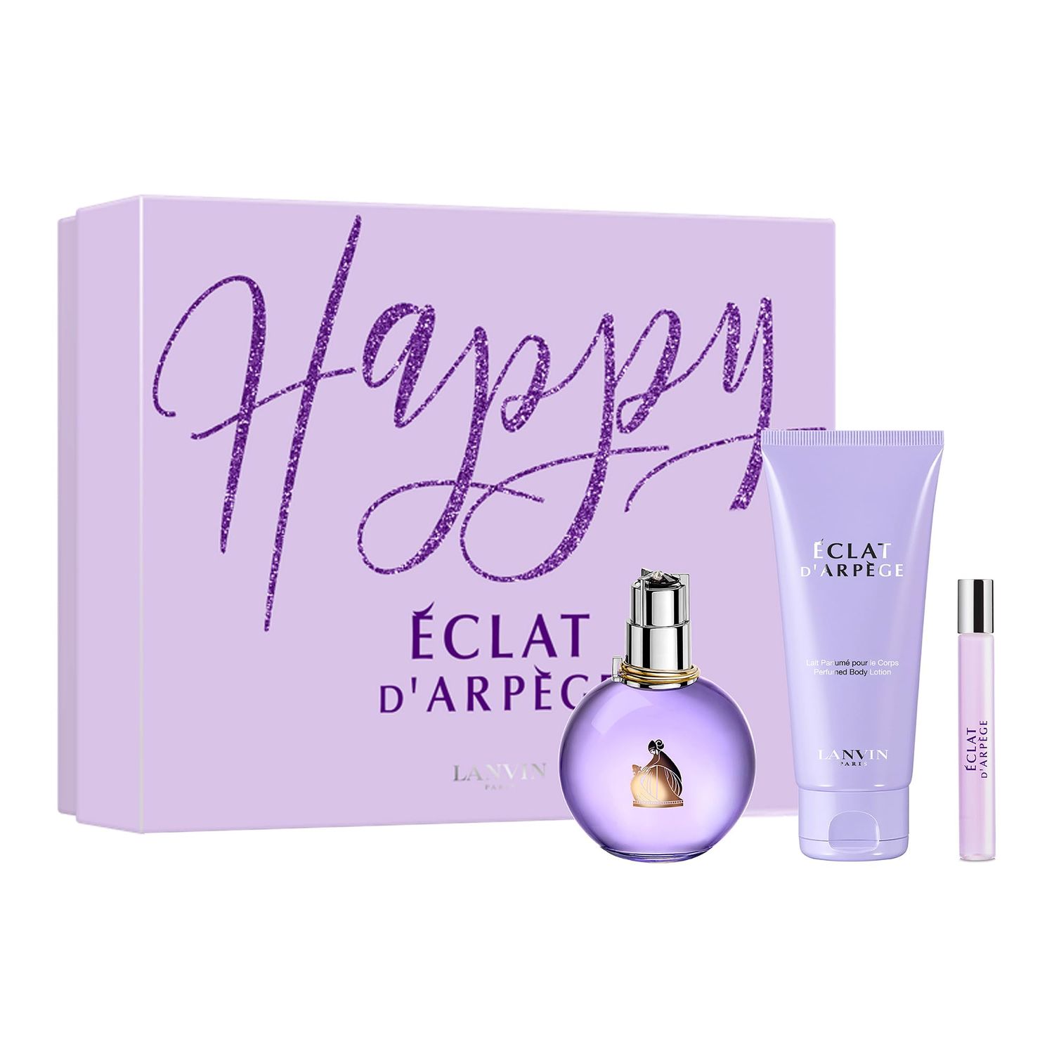 Lanvin Eclat d&#39;Arpege Eau de Parfum 3 Piece Set - 3.3 fl. oz. Spray, 0.25 fl. oz. Spray, 3.3 fl. oz. Body Lotion - Long Lasting Fragrance with notes of Lilac, Peach Amber - Fruity Floral