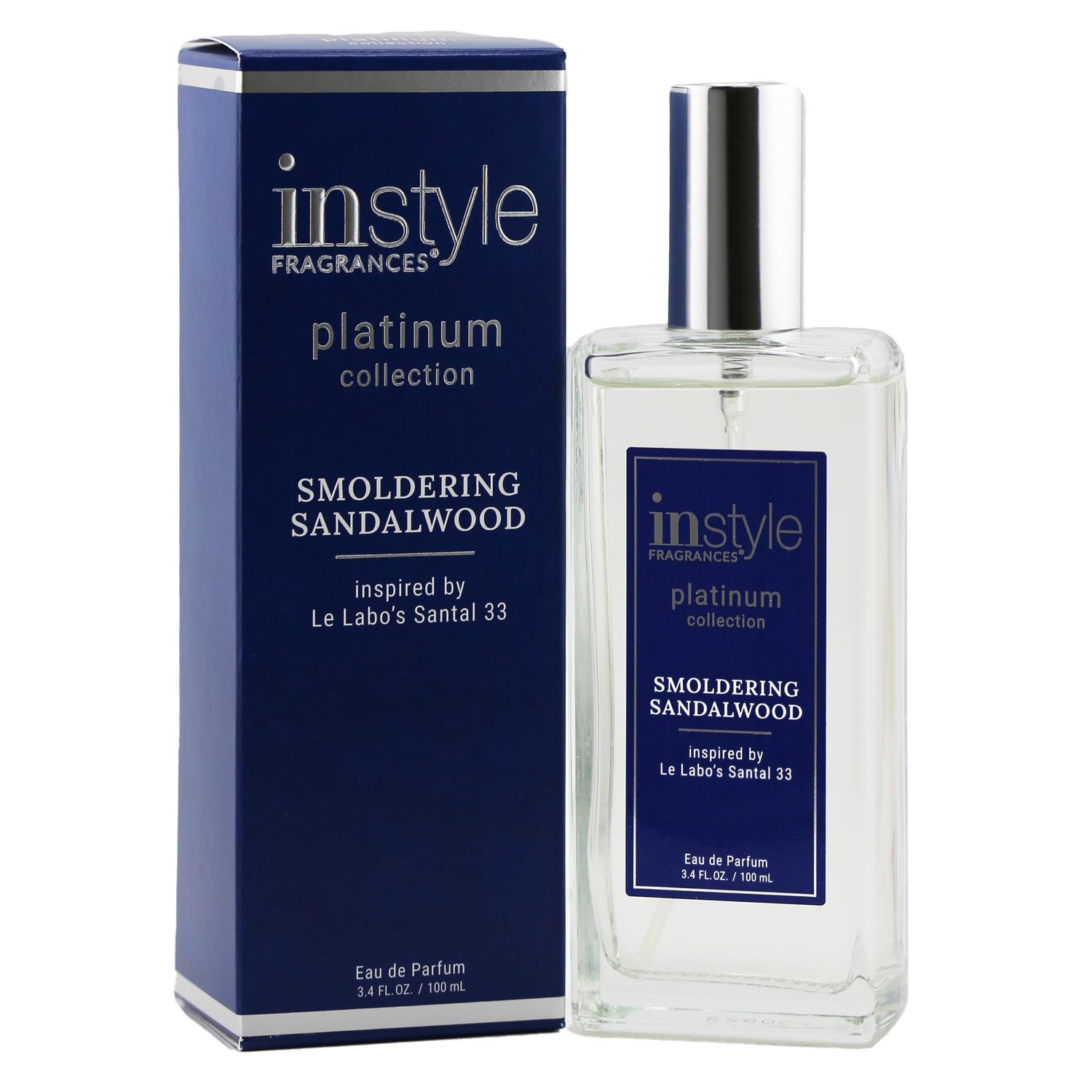 Instyle Fragrances Platinum Collection Smoldering Sandalwood Unisex Eau de Parfum Vegan, Paraben Phthalate Free Never Tested on Animals 3.4 Fl Oz