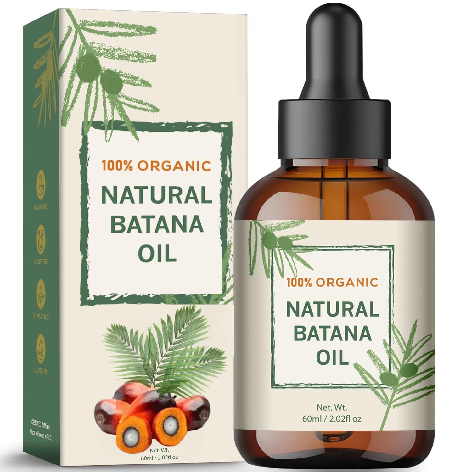 Raw Batana Oil for Hair Growth from Honduras, Dr. Sebi Hair Oil 100 Natural and Pure Nourishment to Eliminate Split Ends and Hair Loss in Men Women.
