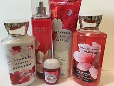 Bath Body Works JAPANESE CHERRY BLOSSOM Lotion Cream Fragrance Mist Shower Gel Small Sanitizing Hand Gel Lot of 5