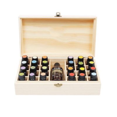 LONG TAO Wooden Essential Oil Box Essential Oil Display Stand Detachable Display Organizer Stand Holder Nail Polish Fragrance Container Wooden Storage Box Holds 25 Bottles Size 5-30 mL