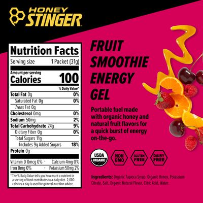 Honey Stinger Energy Gel Variety Pack 12 Packs Each of Gold and Organic Fruit Smoothie Gluten Free Caffeine Free Sports Nutrition for Home Gym, Pre and Mid Workout