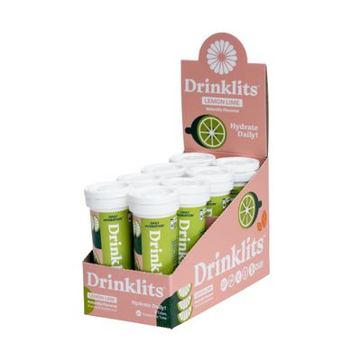 Drinklits Lemon-Lime Electrolyte Sports Drink Fizzy Hydration Tablets (8) Tube Bundle Natural Flavors - 0g Sugar - Daily Use 80 Servings - 10 Tablets Per Tube