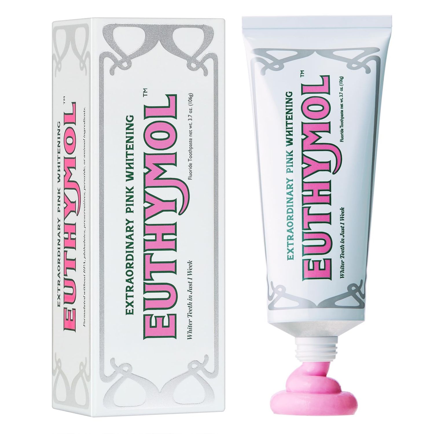 EUTHYMOL Whitening Toothpaste (3.7fl oz) - Stain Removal in 2 Weeks, Long-Lasting Freshness for Sensitive Gum Teeth. Bad Breath, Cavity Prevention. Recyclable Aluminum Tube