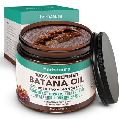 Herb Aura Premium Unrefined Batana Oil - 100 Pure Natural Hair Growth Oil, 4.9 fl oz, Dr. Sebi Inspired, Raw Hair Mask from Honduras, Deep Conditioner Scalp Care for Men Women