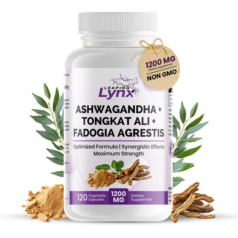 Ashwagandha Tongkat Ali Fadogia Agrestis - 120 Capsules, 1200mg Per Serving - Powerful Herbal Blend for Energy, Stamina Vitality - Synergistic Formula for Active Lifestyles - 3rd Party Tested
