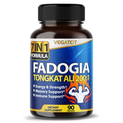 VEGATOT 7 in 1 High Strength Fadogia Concentrated with Tongkat Ali Maca Root Fenugreek Ginseng Boost Energy Stamina 3-Month Supply (90 Count (Pack of 1))