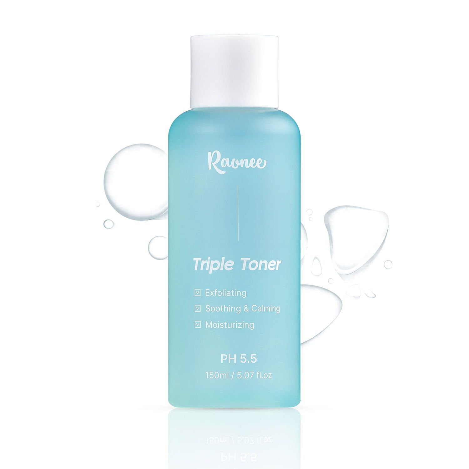 K-Beauty Triple Toner - Exfoliating, Soothing Calming, Moisturizing, pH 5.5 Balanced with AHA, BHA, PHA, LHA - Lightweight, Non-Sticky - Daily Toner for All Skin Types- Fragrance free5.07 fl.oz