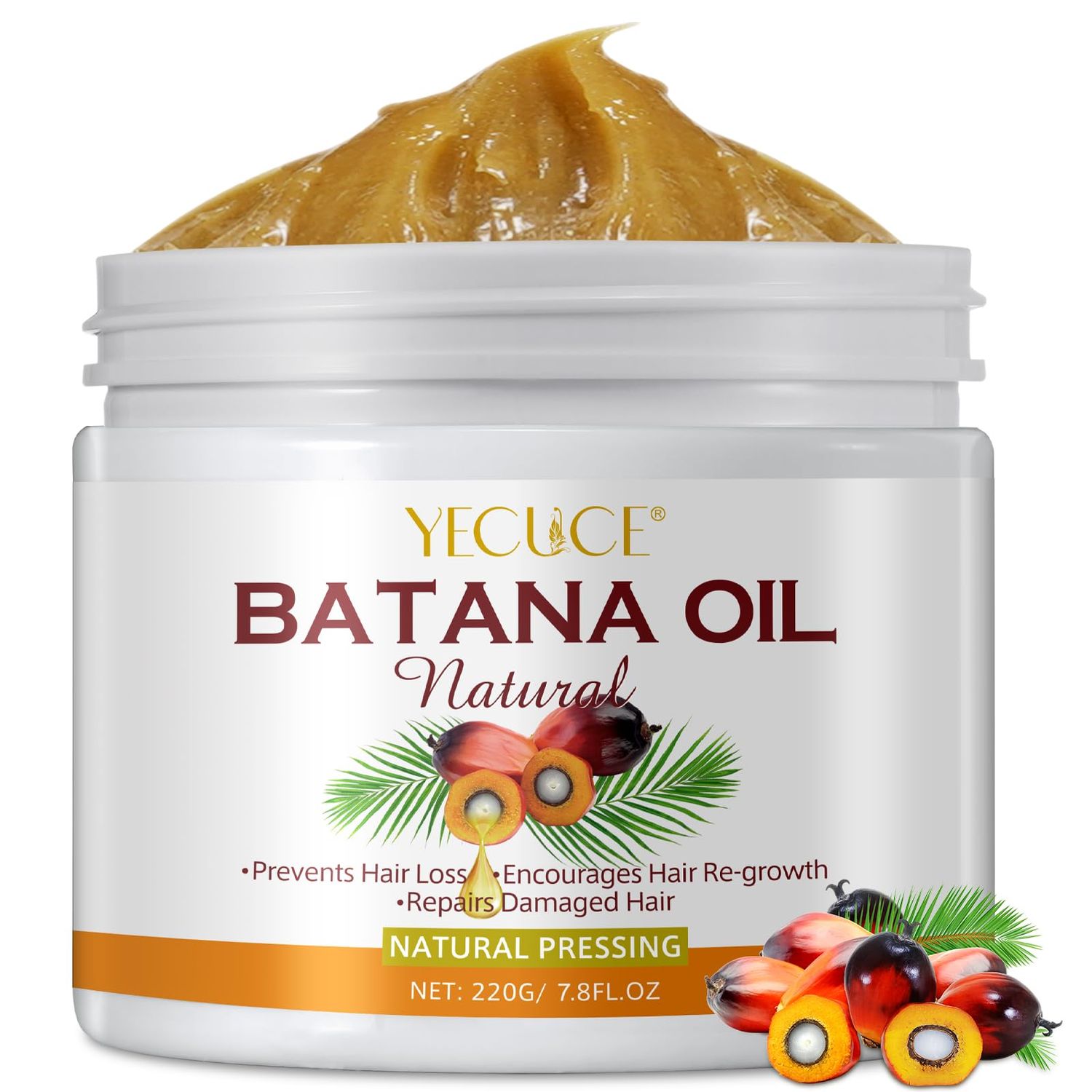 Raw Batana Oil for Hair Growth, 220g Pure Organic Batana Oil from Honduras, Stimulate Hair Growth, Prevent Hair Loss, Eliminates Split Ends for Men Women