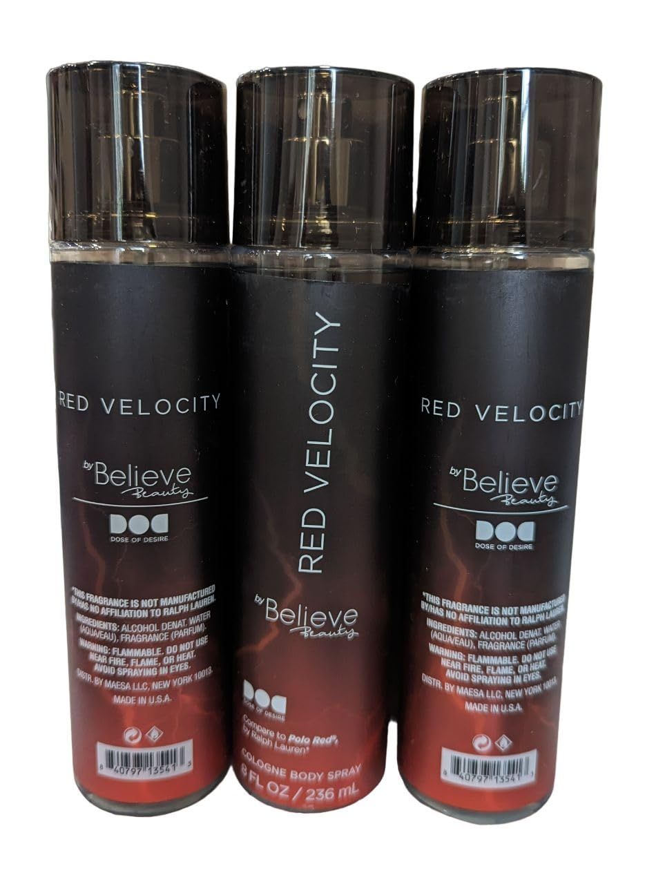 Red Velocity by Believe Beauty Inspired by Men&#39;s Red Polo Fragrance Body Mist (3 Pk) Dose of Desire