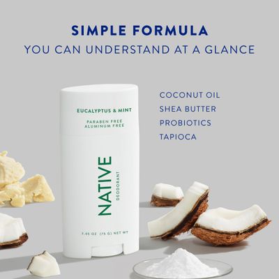 Native Deodorant Natural Deodorant for Men, Aluminum Free with Baking Soda, Coconut Oil and Shea Butter Eucalyptus Mint
