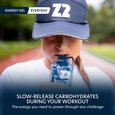 Z2 Tropical Fruit Energy Gel Performance - 25g Carb, 105mg Sodium, Electrolytes, Pre During Workout, Boosts Endurance for Running, Cycling, Biking, and Sports - 5-Count Pack