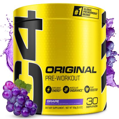 Cellucor C4 Original Pre Workout Powder Grape Sugar Free Preworkout Energy for Men Women 150mg Caffeine Beta Alanine Creatine - 30 Servings (Packaging May Vary)