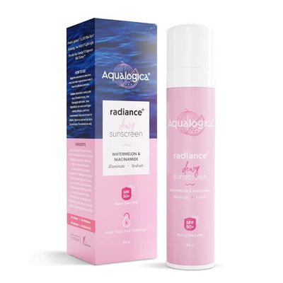Aqualogica Radiance Niacinamide SPF 50 Sunscreen with PA for UVAB Blue Light Protection Sun Device Screen Light Protector Lightweight Fragrance-Free 1.76 Oz50g