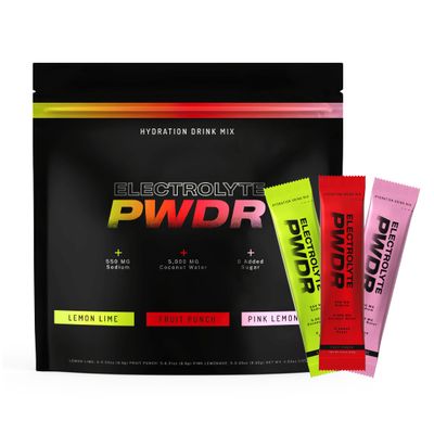 PWDRS Electrolytes All Natural Electrolyte Packets Zero Added Sugar 5,000mg Coconut Water for Fast Hydration Non-GMO, No Sucralose 15 Sticks