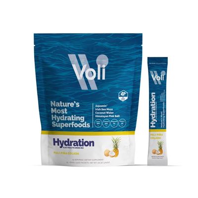 Voli Hydration Electrolytes Powder Packets - Drink Mix - Pali Pina Colada, 15 Ct - Superfoods Minerals - Coconut Water, Aquamin Magnesium, Himalayan Pink Salt Irish Sea Moss - No Added Sugar