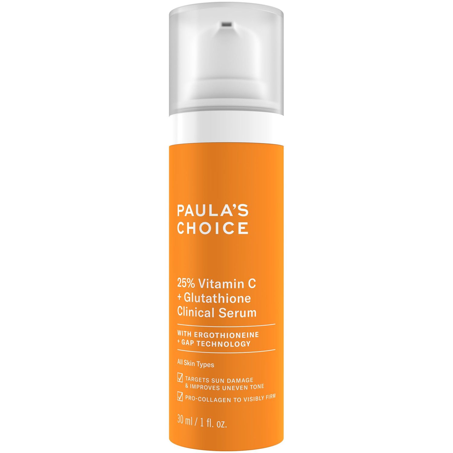 Paulas Choice 25 Vitamin C Serum with Glutathione Antioxidants, Improves Discoloration, Uneven Tone Firms, Fragrance-Free Paraben-Free, 1 Fl Oz