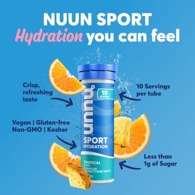 Nuun Sport Electrolyte Tablets with Magnesium, Calcium, Potassium, Chloride Sodium, Gluten Free Vegan, Mixed Flavors, 6 Pack (60 Servings Total)