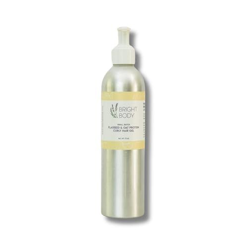 Bright Body Flaxseed Oat Protein Curly Hair Gel 8 oz Anti Frizz, No Crunch, No Synthetic Fragrance, No Toxins Clean, Vegan, Cruelty-Free For Curls and Waves