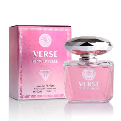 Verse Pink Crystal Eau De Parfum for Woman - Top Notes of Pomegranate, Yuzu Iced Accord - Base Notes of Peony, Lotus, Magnolia, Amber, Musk Mahogany - Floral Fruity Scent - Elegant 100ml Bottle