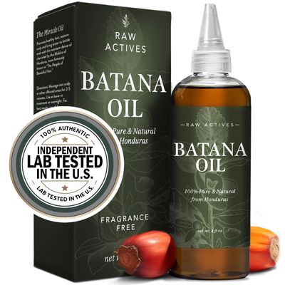 Raw Actives Batana Oil for Hair Growth Dr Sebi - 4oz Cold Pressed Batana Oil Liquid All Natural Hair Growth Oil, Batana Oil for Skin 100 Pure Batana Oil Leave In Conditioner-Made in Honduras