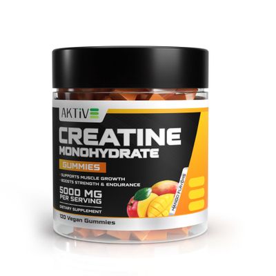 Creatine Monohydrate Gummies, 5000mg of Creatine Per Serving with Alpha-GPC Taurine, Mango Flavor, Enhance Brain Function, Muscle Growth Support, Pre Workout Gummies for Men and Women - 120pcs