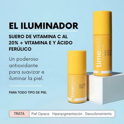 Timeless Skin Care Vitamin C Serum with Vitamin E Ferulic Acid - Brightening Serum - for Oily Dry Skin - Fragrance-Free - 1 oz