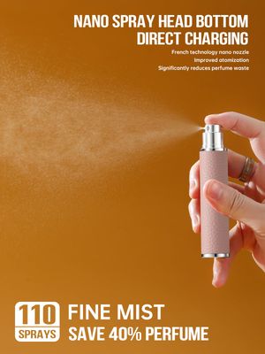 3zorqinron Perfume Travel Refillable Bottle, 10ML Genuine Leather Atomizer Sprayer for Perfume - Portable Mini Cologne Sprayer for Women Men - Travel Essential Fragrance Spray Bottle (Pink)
