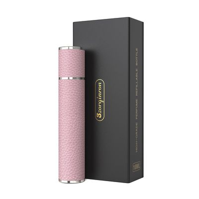 3zorqinron Perfume Travel Refillable Bottle, 10ML Genuine Leather Atomizer Sprayer for Perfume - Portable Mini Cologne Sprayer for Women Men - Travel Essential Fragrance Spray Bottle (Pink)