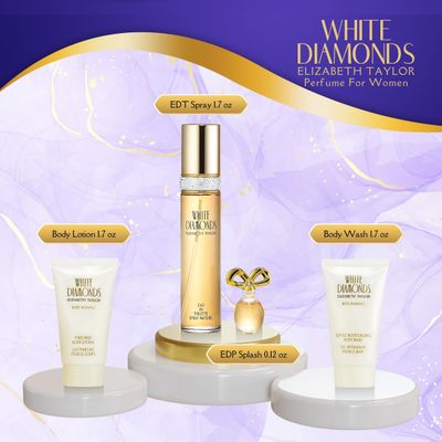 Elizabeth Taylor White Diamonds Perfume for Women Gift Set - 4 PC 1.7 Fl. oz