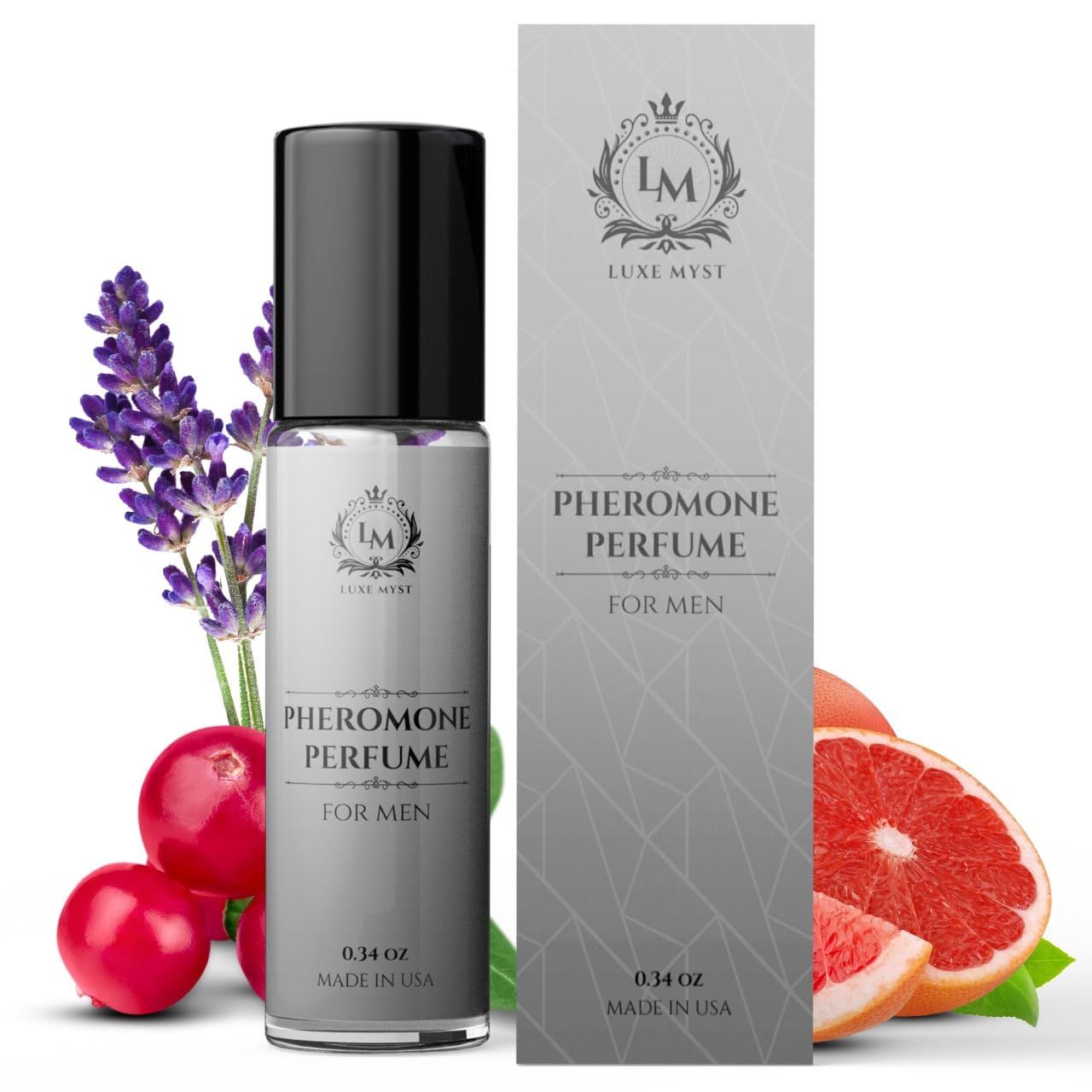 Luxe Myst - Premium Pheromone Perfume for Men French-Made Fragrance Oil with Androstenol, Androstenone, Androsterone Pheromone to Attract Women Long-Lasting Scent - 0.34 Oz (10ml)