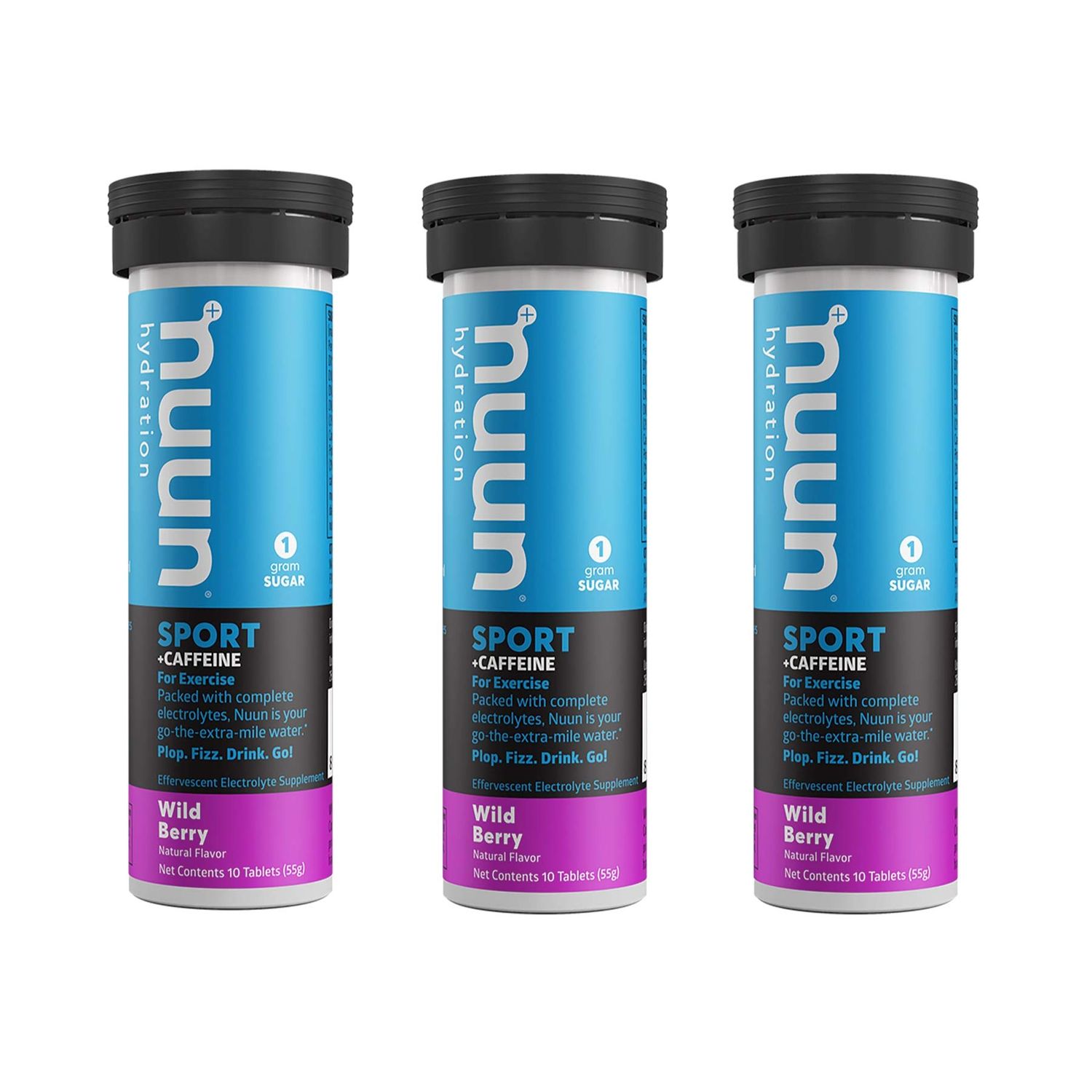 Nuun Energy Wild Berry Electrolyte Caffeine Drink Tablets (3 Tubes of 10 Tabs)