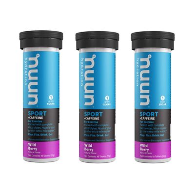 Nuun Energy Wild Berry Electrolyte Caffeine Drink Tablets (3 Tubes of 10 Tabs)
