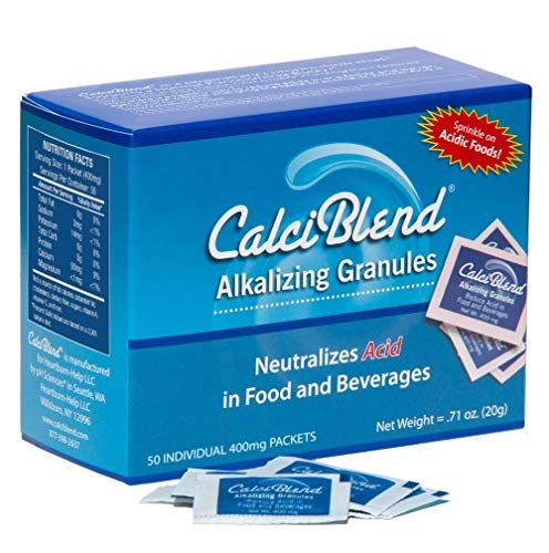 CalciBlend Alkalizing Granules 50 Pack Box - Food Beverage Acid Reducer - Promotes Digestive and Urinary Tract Health, Restores Electrolytes, Aids pH Balance - All-Natural, Sugar Calorie Free