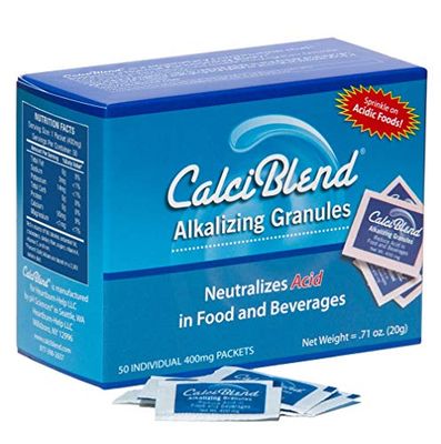 CalciBlend Alkalizing Granules 50 Pack Box - Food Beverage Acid Reducer - Promotes Digestive and Urinary Tract Health, Restores Electrolytes, Aids pH Balance - All-Natural, Sugar Calorie Free