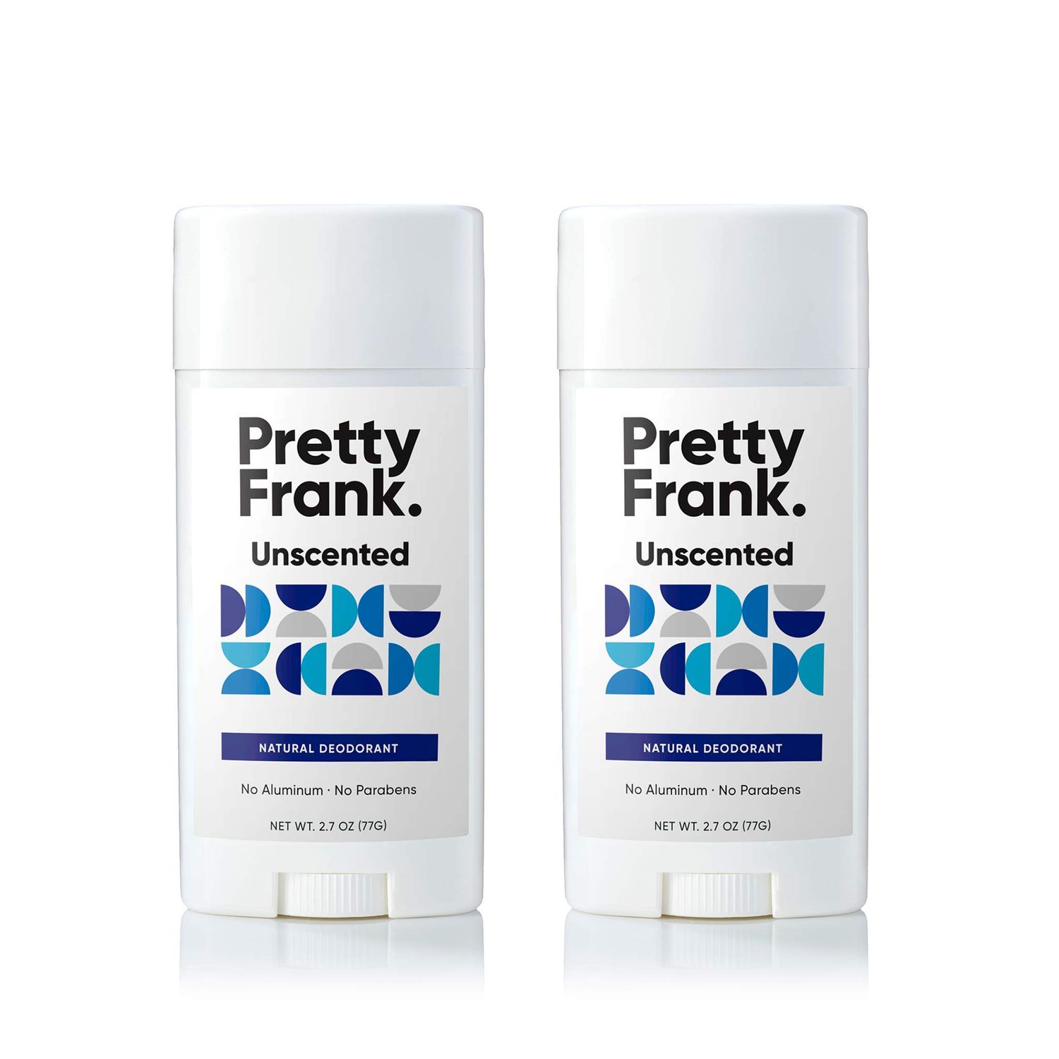 Pretty Frank Natural Aluminum-Free Deodorant Stick, Unscented (2-Pack) All-Day Odor Control for Women Men Effective, Skin Soothing Formula with Safe, Organic Ingredients and No Added Fragrance