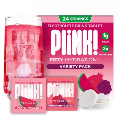 Plink! Fizzy Electrolyte Drink Tablets for Daily Hydration - 24ct Electrolyte Tablets Sodium, Potassium, Magnesium, Low-Calorie, Low-Sugar Keto Electrolytes Powder Hydration Packets Water Flavoring