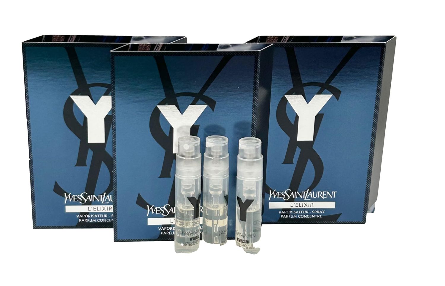 YVES SAINT LAURENT YSL Y Men Sample Perfume ELIXIR Spray Trial Size Partially Filled Vials 1.2 ml 0.04 fl oz (set of 3), Black