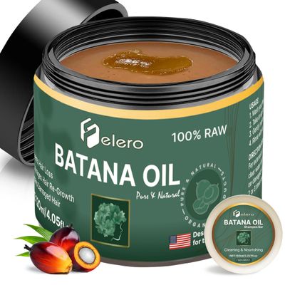 Raw Batana Oil for Hair Growth 4.05 oz and Batana Bar 3.22 oz - Pure Organic Treatment from Honduras by Dr. Sebi for Thicker, Stronger Hair and Hair Loss Prevention for All Hair Types by Felero