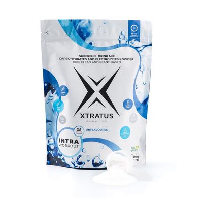 Xtratus Endurance Fluids Unflavoured - Superfuel Drink Mix with Carbohydrates and Electrolytes. 21 (GlucoseFructose). Gut friendly. Colorants and Preservatives Free, NON GMO. Vegan - 35.27 Oz.
