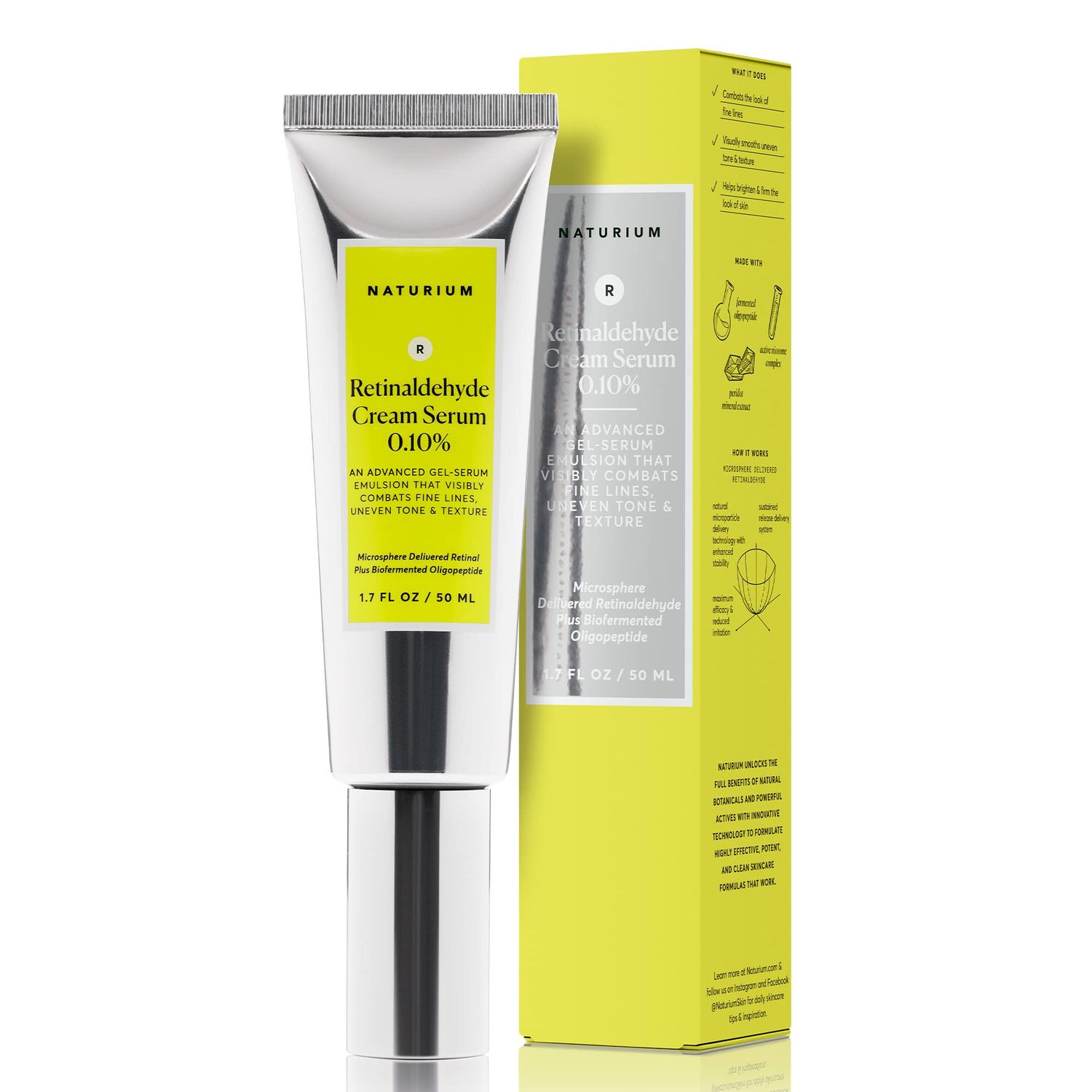 Naturium Retinaldehyde Cream Serum 0.10, Advanced Anti-Aging Smoothing Potent Face Skin Care, 1.7 oz