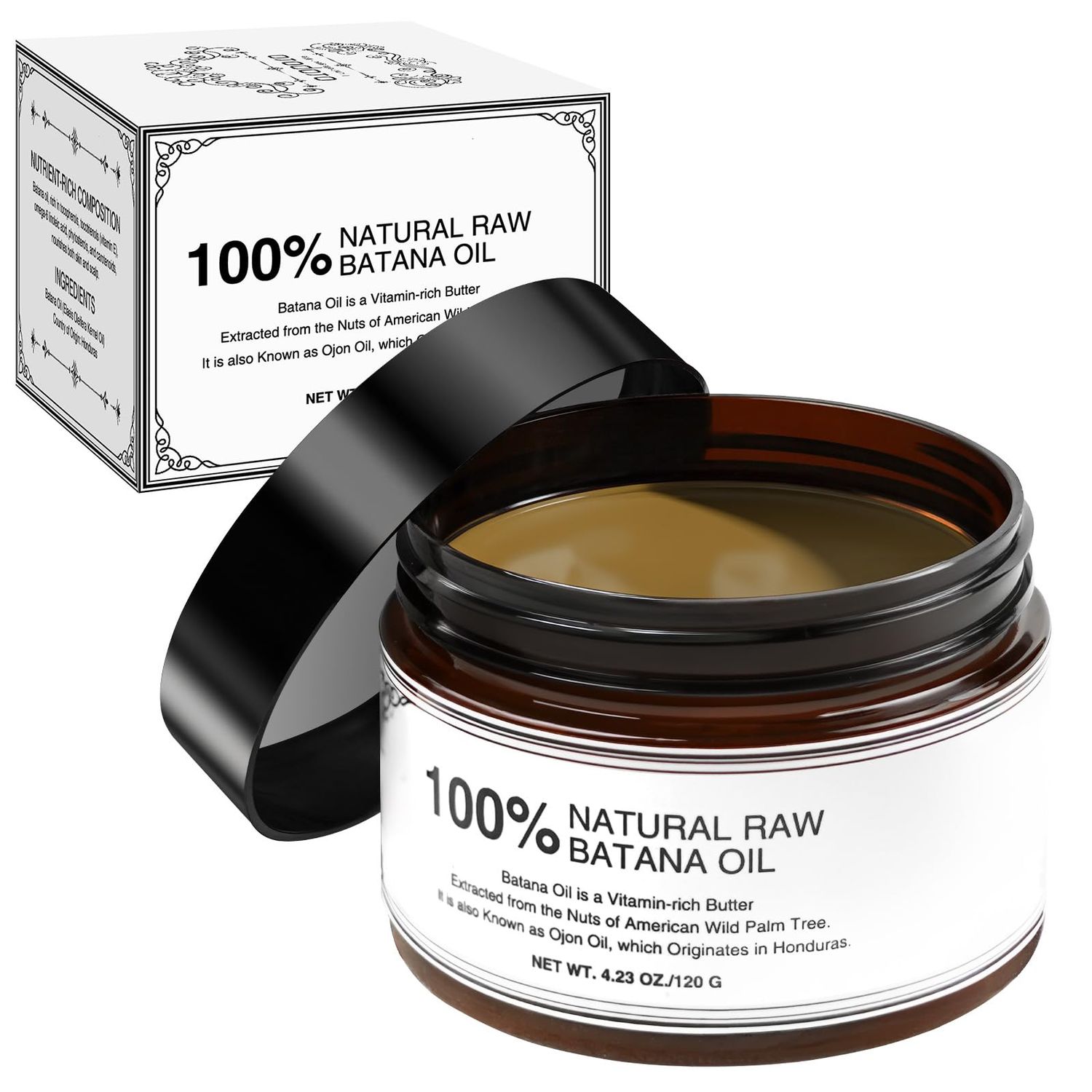 Organic Batana Hair Growth Oil 100 Raw, Cold Pressed, Unrefined, Authentic, Dr.Sebi Approved-Batana Oil Mask from Honduruas, Prevents Hair Loss, Eliminates Split Ends, Increases Shine