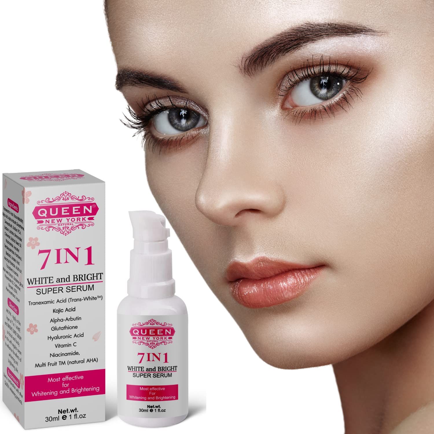 QUEEN 7in1 Super Serum-5 Tranexamic Acid,5 Kojic Acid,2 Alpha Arbutin No Fragrance by Queen Natural New York(Pack of 1)